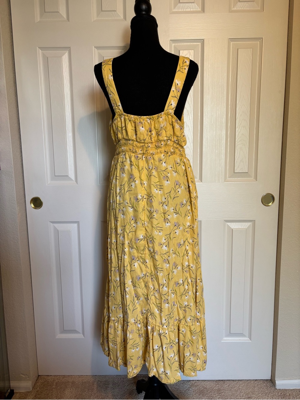 dip Yellow Floral Maxi Dress with Smocked Waist and Wide Straps size L - Picture 2 of 5
